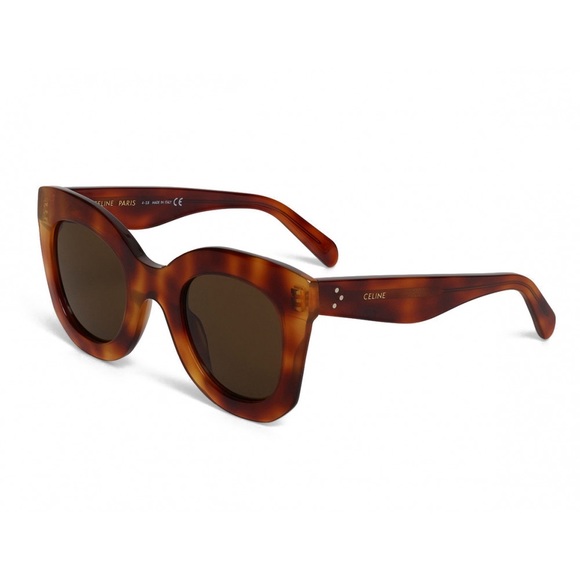 Celine Oversized Round Tortoise Shell Sunglasses CL4005 IN Blonde Orange Brown - Picture 1 of 14